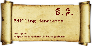 Báling Henrietta névjegykártya